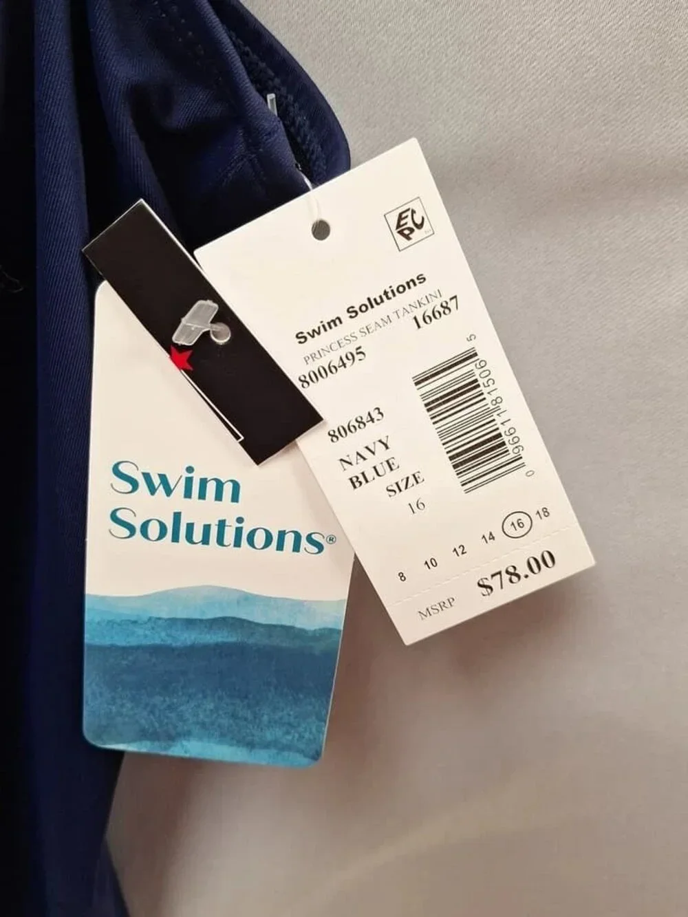 Ladies Swim Solutions Navy Blue Tankini Size 16 ORG $78 NWT (RackD5)